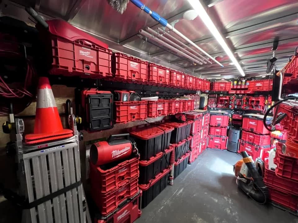 Fully stocked plumbing and heating service van loaded for a Calgary call